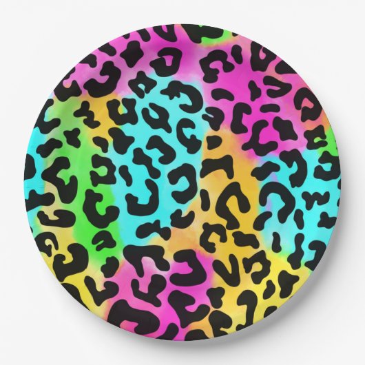 Assiettes En Carton Leopard Wild Cat Rainbow Motif, Leopard Cadeau (Devant)