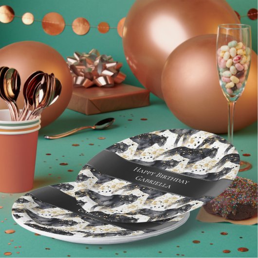 Assiettes En Carton Léopards noirs (Multi)