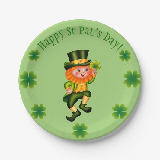 Assiettes En Carton Leprechaun St Patrick's Day (Devant)