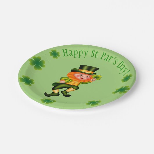 Assiettes En Carton Leprechaun St Patrick's Day (Angle)