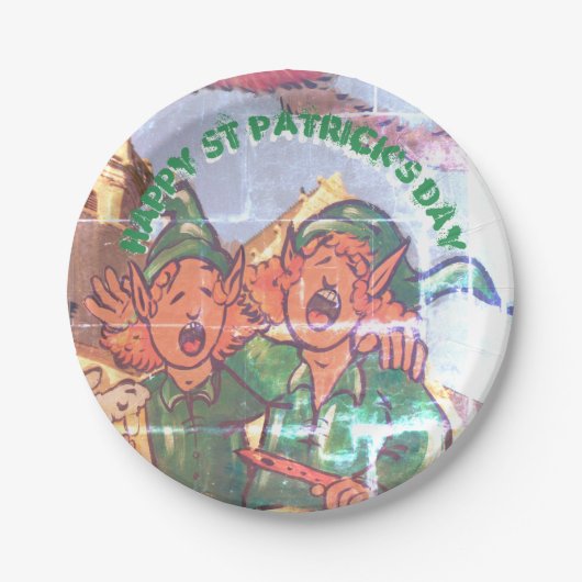 Assiettes En Carton Leprechauns Fenêtre Décorée St Patrick Papier Plat (Devant)
