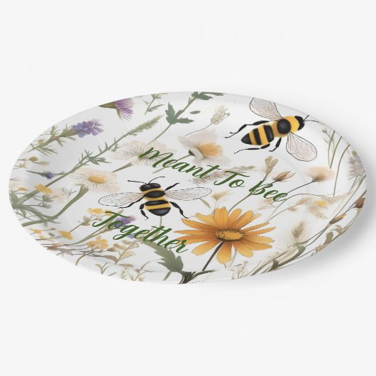 Assiettes En Carton Les Abeilles Et Les Fleurs sauvages Ont L'Intentio (Angle)