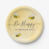 Assiettes En Carton Les abeilles heureux été amusant nom de l'humour (Devant)