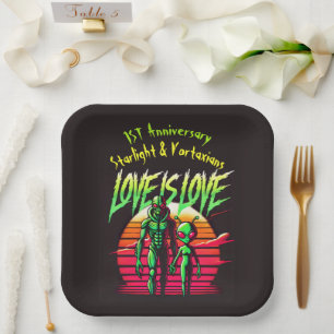 Assiettes En Carton Les Amateurs Aliens Jaillissent Sous Le Coucher De