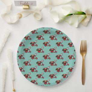 Assiettes En Carton Les amoureux du Cardinal Rouge sur Scooter