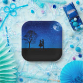 Assiettes En Carton Les amoureux en pleine lune (Fête)