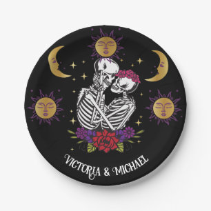 Assiettes En Carton Les amoureux Skeleton Couple Tarot gothique