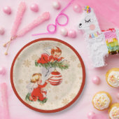 Assiettes En Carton Les anges décorant l'arbre de Noël (Fête)