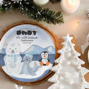 Assiettes En Carton Les animaux de l'Arctique Baby shower d'hiver Wond