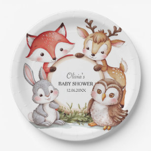 Assiettes En Carton Les animaux des bois Baby shower mignon