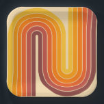 Assiettes En Carton les années 70 style Vintage rétro<br><div class="desc">les années 70 Style Vintage Rétro Design géométrique En Brown Orange et Jaune.</div>