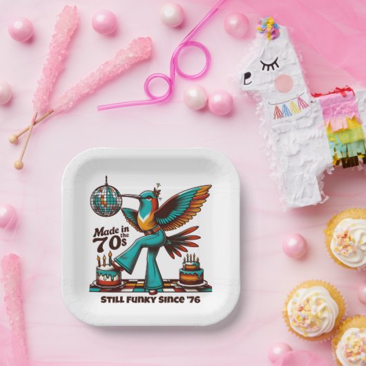 Assiettes En Carton 'les années 70 Toujours Drôle Depuis [Année] Plaqu (Fête)