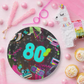 Assiettes En Carton Les années 80 rétro, rétro, n'importe quel âge (Fête)
