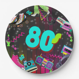 Assiettes En Carton Les années 80 rétro, rétro, n'importe quel âge