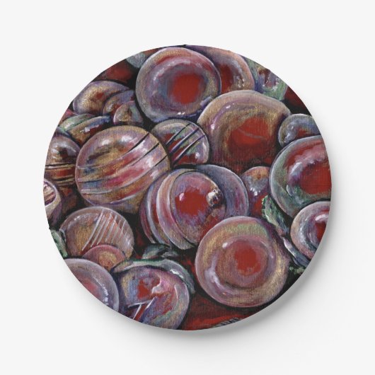 Assiettes En Carton Les balles de Noël rouges (Devant)