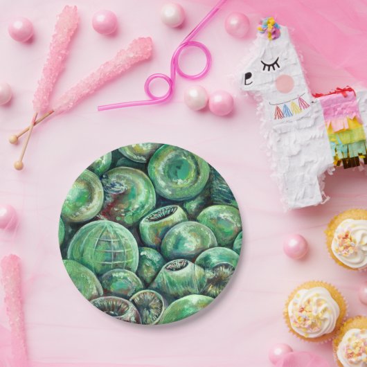 Assiettes En Carton Les balles de Noël vertes (Fête)