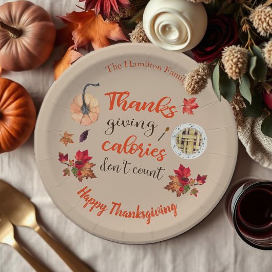 Assiettes En Carton Les calories de Thanksgiving ne comptent pas Brown