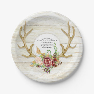 Assiettes En Carton Les cerfs communs Antler Bourgogne de Boho de