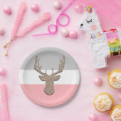 Assiettes En Carton Les cerfs communs silhouettent, mâle sur bleu et (Fête)