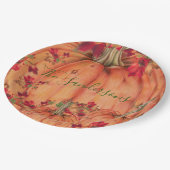 Assiettes En Carton Les Citrouilles orange de Thanksgiving tombent (Angle)