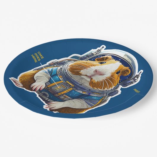 Assiettes En Carton Les Cochons de Guinée dans l'espace ! Explorateur (Angle)