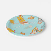 Assiettes En Carton Les Corgis Plongent Dans Le Motif Océanique (Angle)