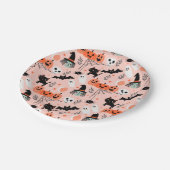Assiettes En Carton Les enfants mignons Halloween rose motif (Angle)