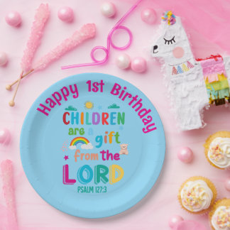 Assiettes En Carton "Les enfants sont un don du Seigneur" Personnalisé