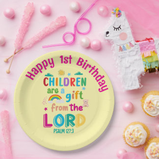 Assiettes En Carton "Les enfants sont un don du Seigneur" Personnalisé