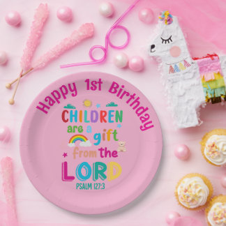 Assiettes En Carton "Les enfants sont un don du Seigneur" personnalisé