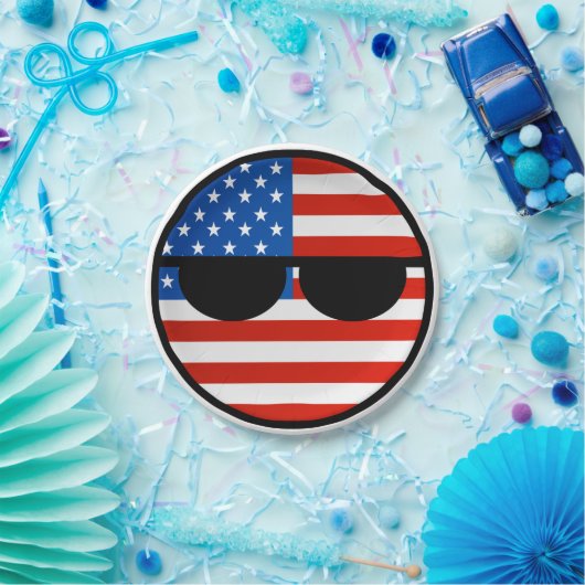 Assiettes En Carton Les Etats-Unis Geeky tendants drôles Countryball (Fête)