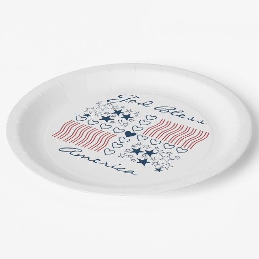 Assiettes En Carton Les étoiles patriotiques de Dieu bénissent l'Améri (Angle)