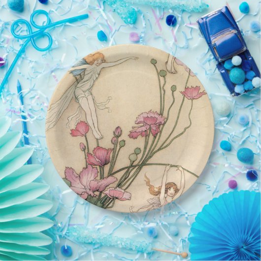 Assiettes En Carton Les fées sautant sur des fleurs (Fête)