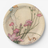 Assiettes En Carton Les fées sautant sur des fleurs (Devant)