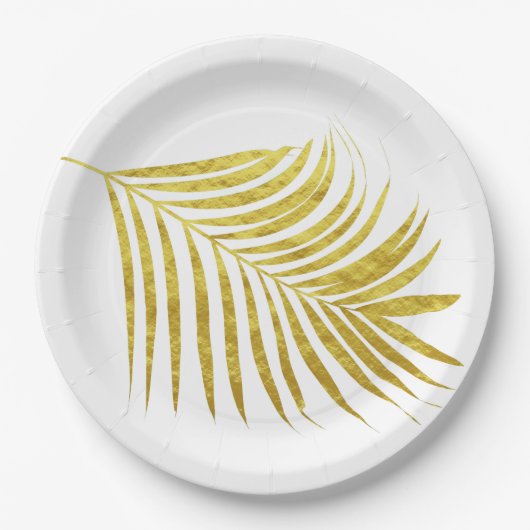 Assiettes En Carton Les Feuilles à huile d'or de palmier brillent d'un (Devant)