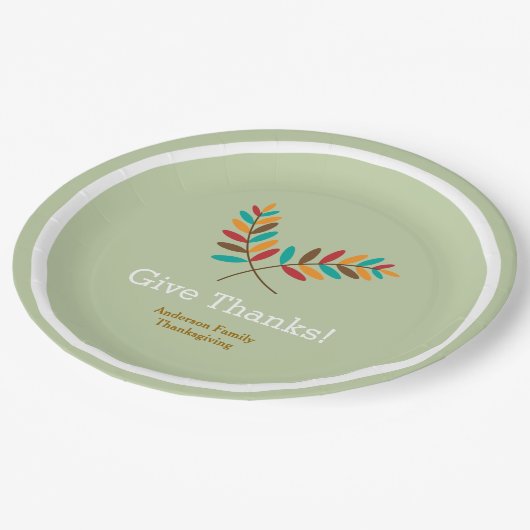 Assiettes En Carton Les Feuilles D'Automne Remercient, Thanksgiving Pe (Angle)