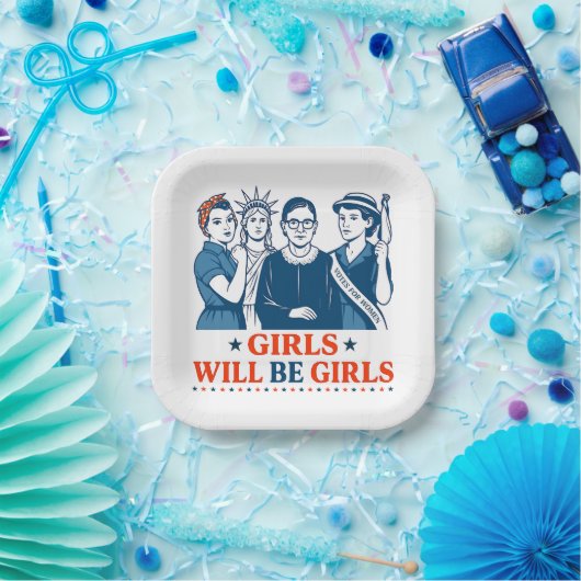Assiettes En Carton Les Filles Seront Des Filles 4 juillet Féministes (Fête)