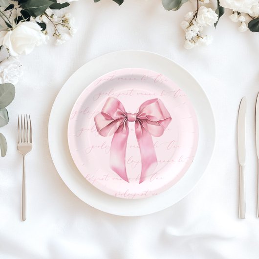 Assiettes En Carton Les filles veulent juste être un garçon rose