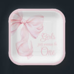 Assiettes En Carton Les filles veulent juste être une plaque de papier<br><div class="desc">Coquette Bow rose Fille 1er Anniversaire Plaques papier - Les filles juste veulent être UN</div>