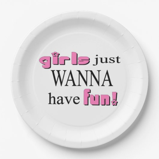 Assiettes En Carton Les Filles Veux Juste S'Amuser ! (Devant)