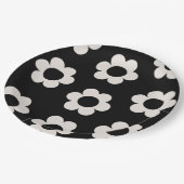 Assiettes En Carton Les Fleurs 02 Fleurs Rétro Florales Noires Et Blan (Angle)