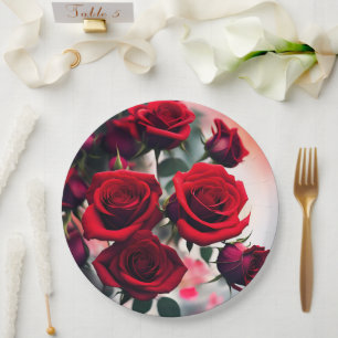 Assiettes En Carton "Les fleurs de Rose écarlate : un bouquet de passi