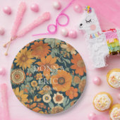 Assiettes En Carton Les fleurs du coucher de soleil : Mariage orange d (Fête)