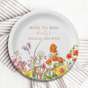 Assiettes En Carton Les Fleurs Sauvages Colorées Manquent À Mme Fête d