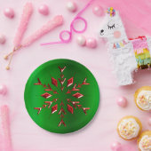 Assiettes En Carton Les flocons rouges de Noël vert (Fête)