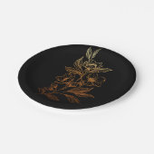 Assiettes En Carton "Les Flores D'Or De L'Amour" | Mariage noir (Angle)
