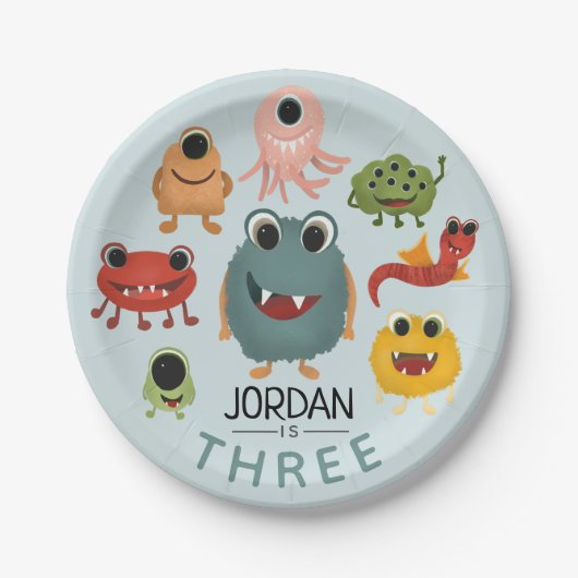 Assiettes En Carton Les garçons mignons Monster Fun Anniversaire de en (Devant)