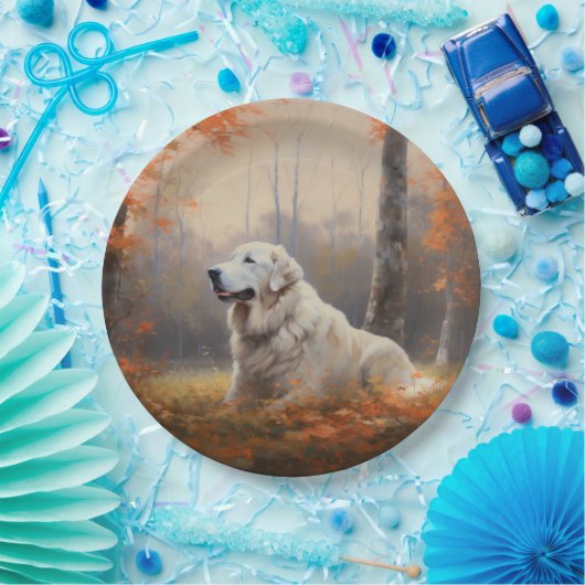 Assiettes En Carton Les grandes Pyrénées à l'automne Feuilles automne  (Fête)