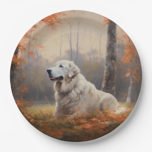 Assiettes En Carton Les grandes Pyrénées à l'automne Feuilles automne  (Devant)