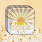 Assiettes En Carton Les Grandes Têtes Jaunes Ici Vient Le Baby shower 